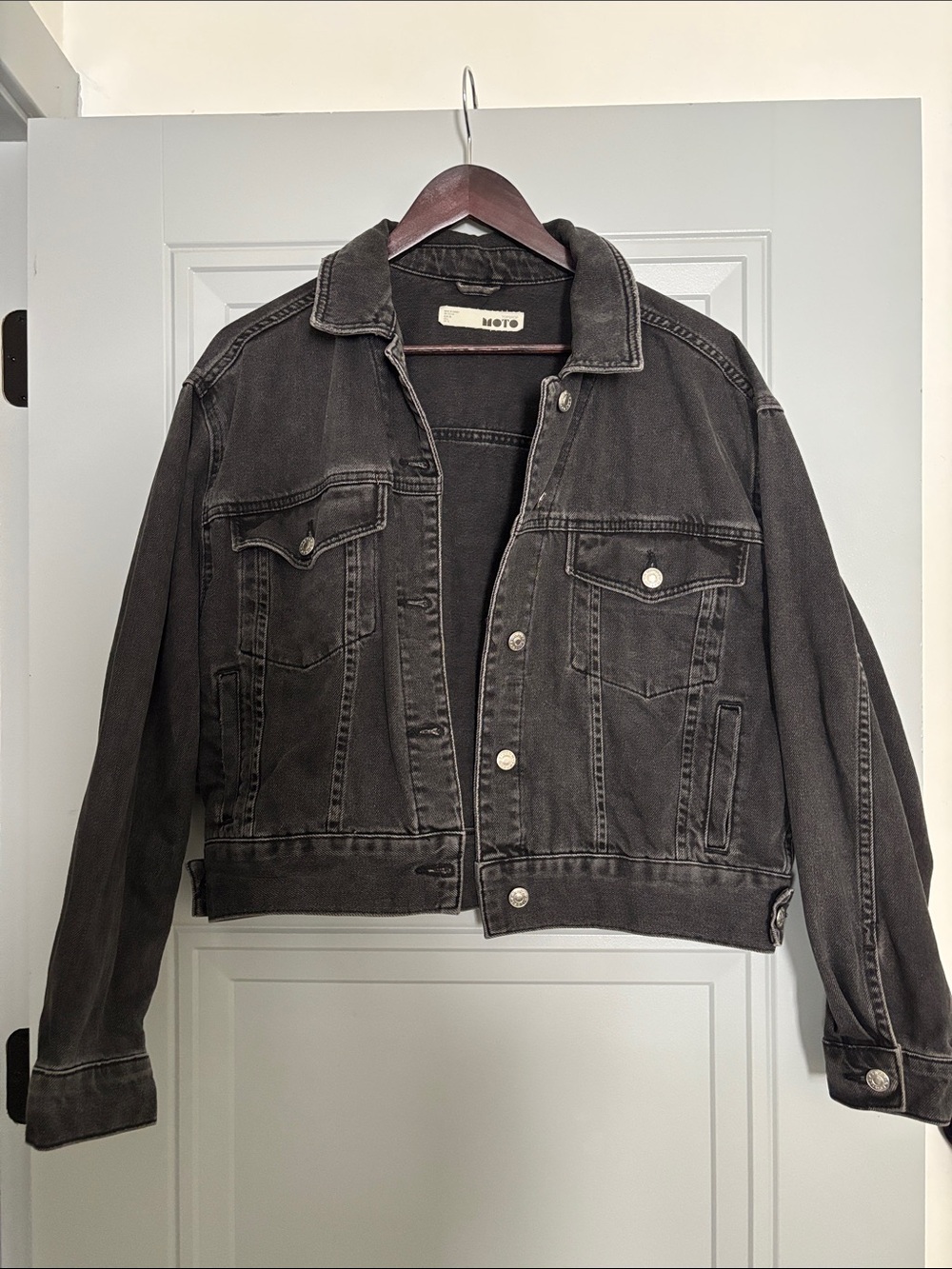 Topshop Black Washed Denim Jacket